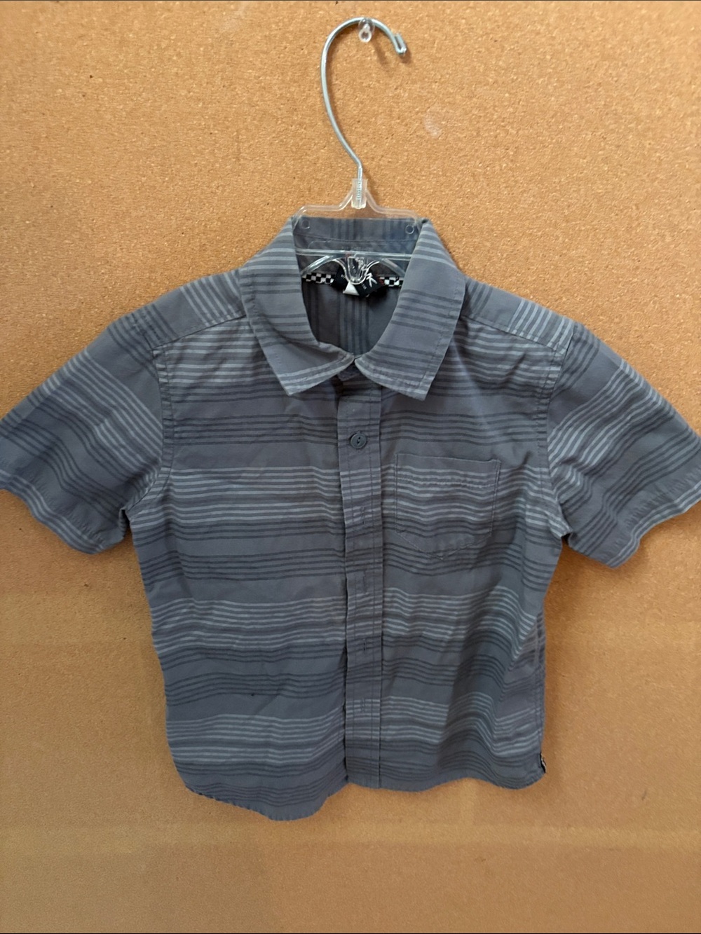 Tony Hawk Gray Striped Short Sleeve Button-Down Shirt